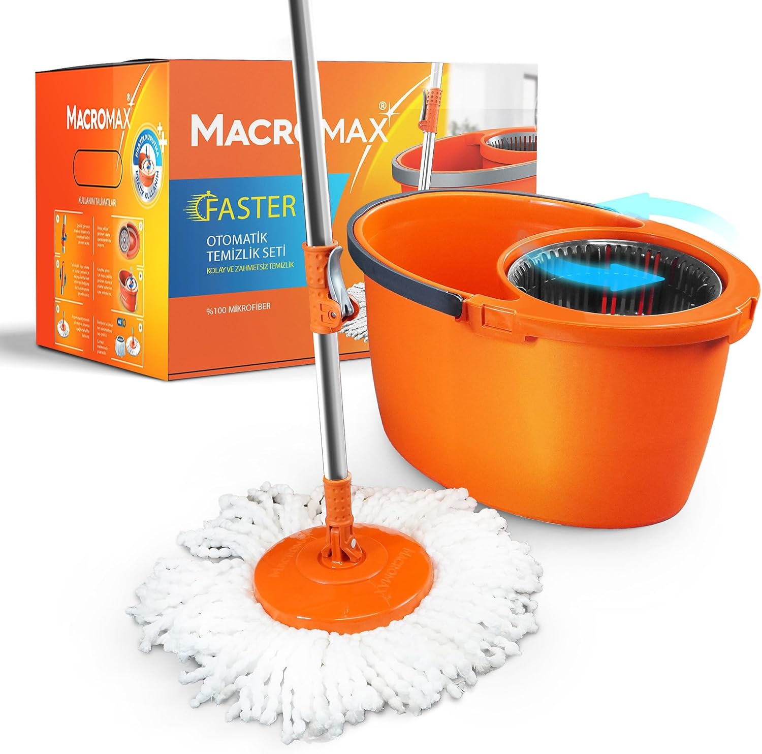 Faster Yeni Nesil Otomatik Temizlik Seti Pratik Kolay Sıkma Döner Başlık