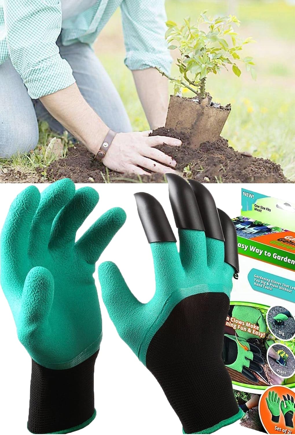 Pratik Toprak Kazma Ekme Çapalama İçin Korumalı Bahçe Bahçivan Eldiveni