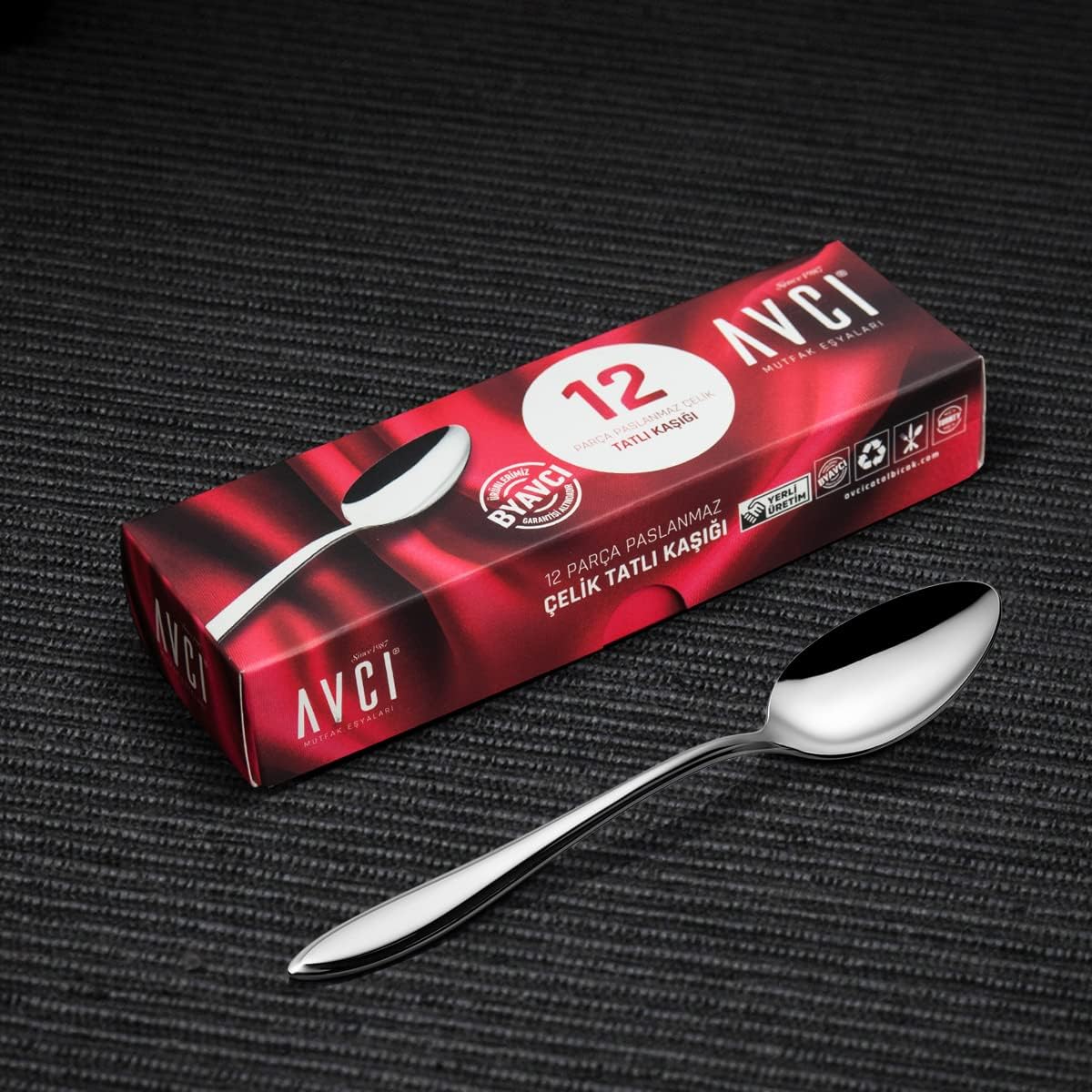 AVCI 12 Adet Tatlı Kaşığı 18/10 Paslanmaz Çelik 2 mm