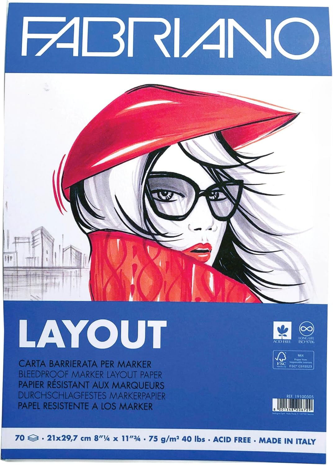 Fabriano Layout A4-75 Gr. Pürüzsüz ve Geçirimsiz Markör Kağıdı - Blok