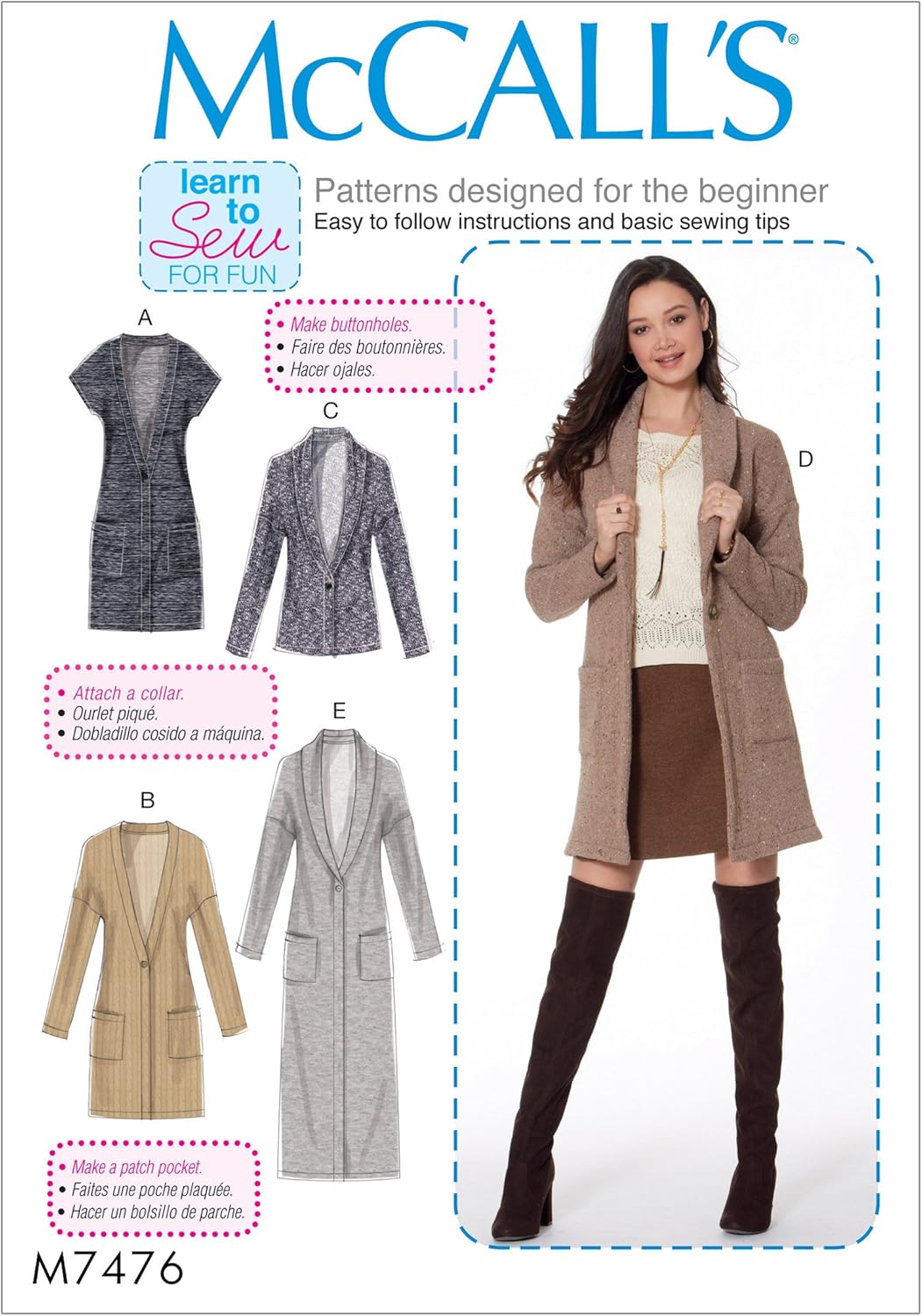 McCall 's Patterns kesim desenli yelek ve ceket, çok renkli, ölçüler xsm-med-p, çok renkli, 78 x 152 x 0,64 cm