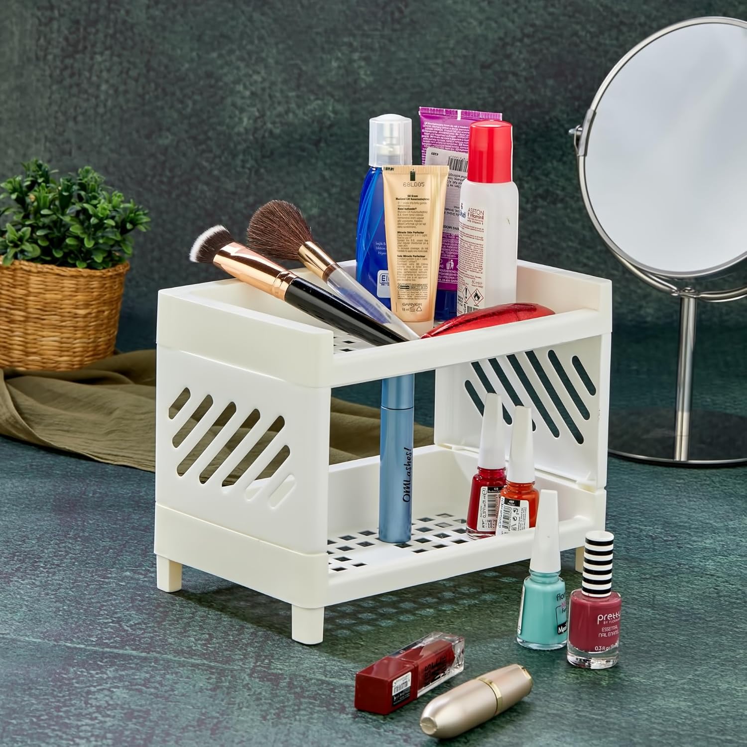 2 Katlı Makyaj Malzeme Düzenleyici Organizer Masa Düzenleyici Organizer Banyo Organizeri