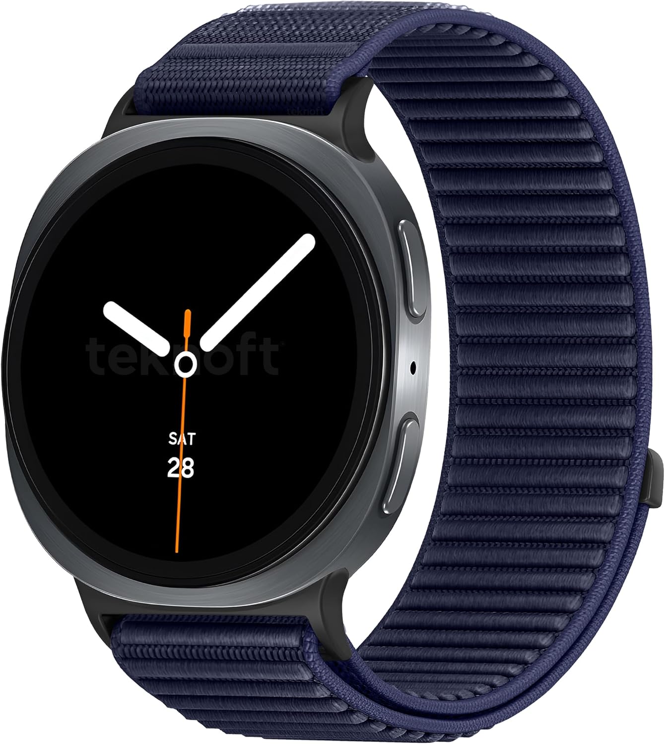 Galaxy 8 (40mm/44mm) ve 8 (46mm) ile Uyumlu Metal Bağlantılı, Hafif ve Yumuşak Kumaşlı Hasır Kordon (Lacivert)