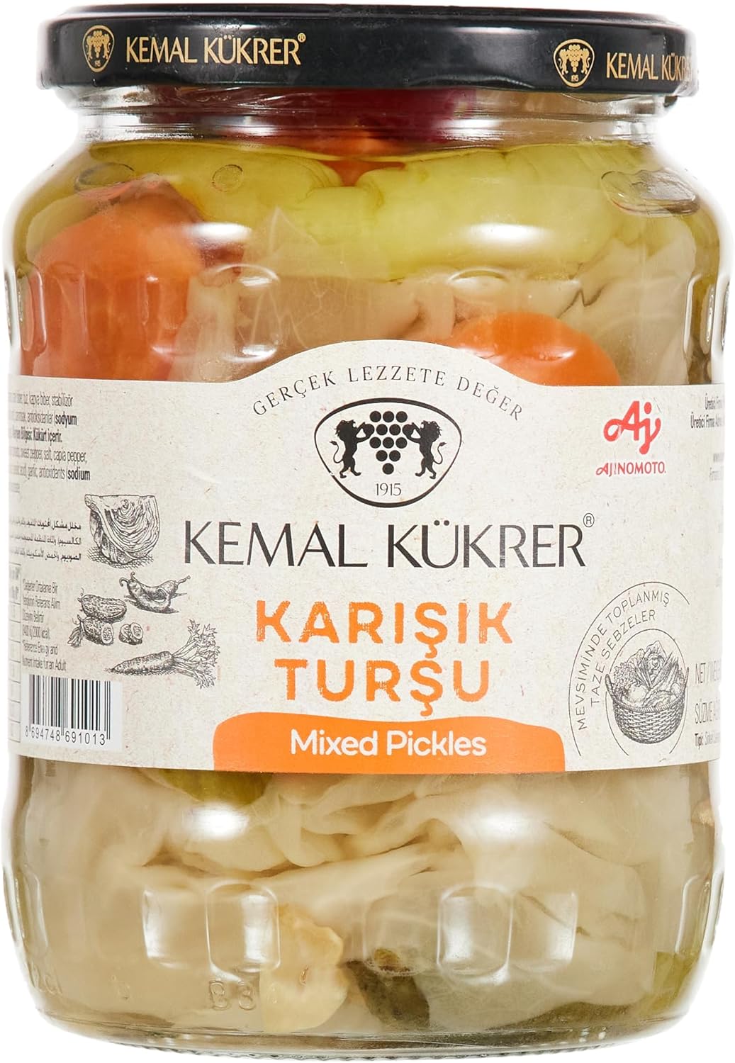 Kükrer Karışık Turşu Cam Kavanoz 650 gr