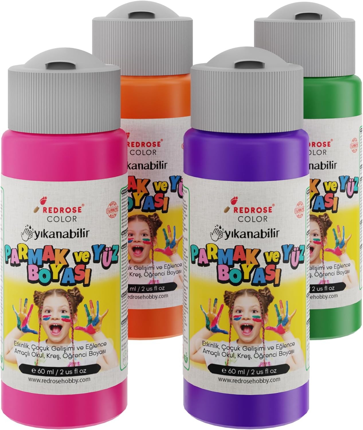 Ara Renkler Parmak Boyası 4'lü Set 4x60 ml