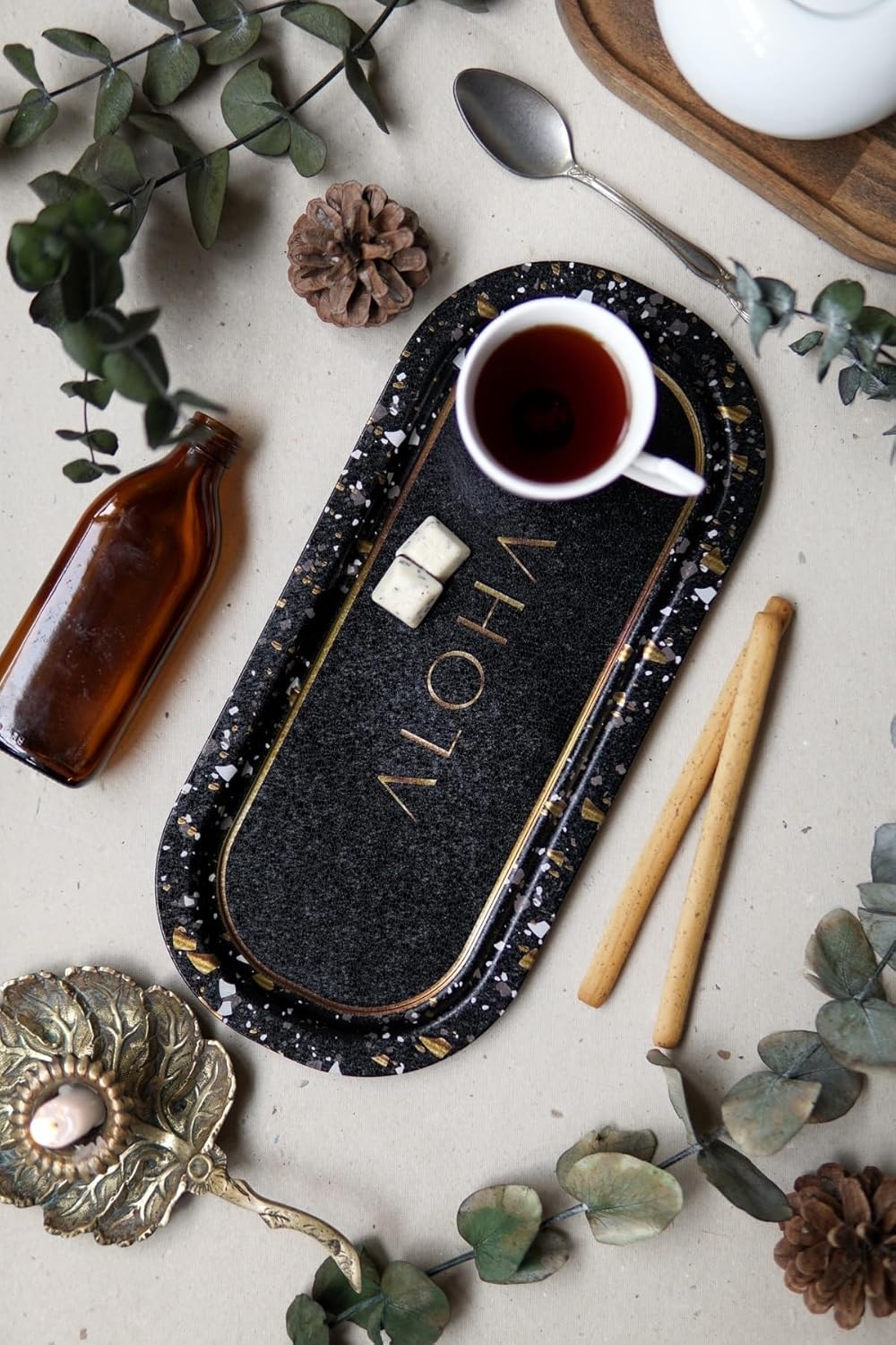 EVLE-Ee168-1h Desenli Oval Tepsi 16x35 Cm