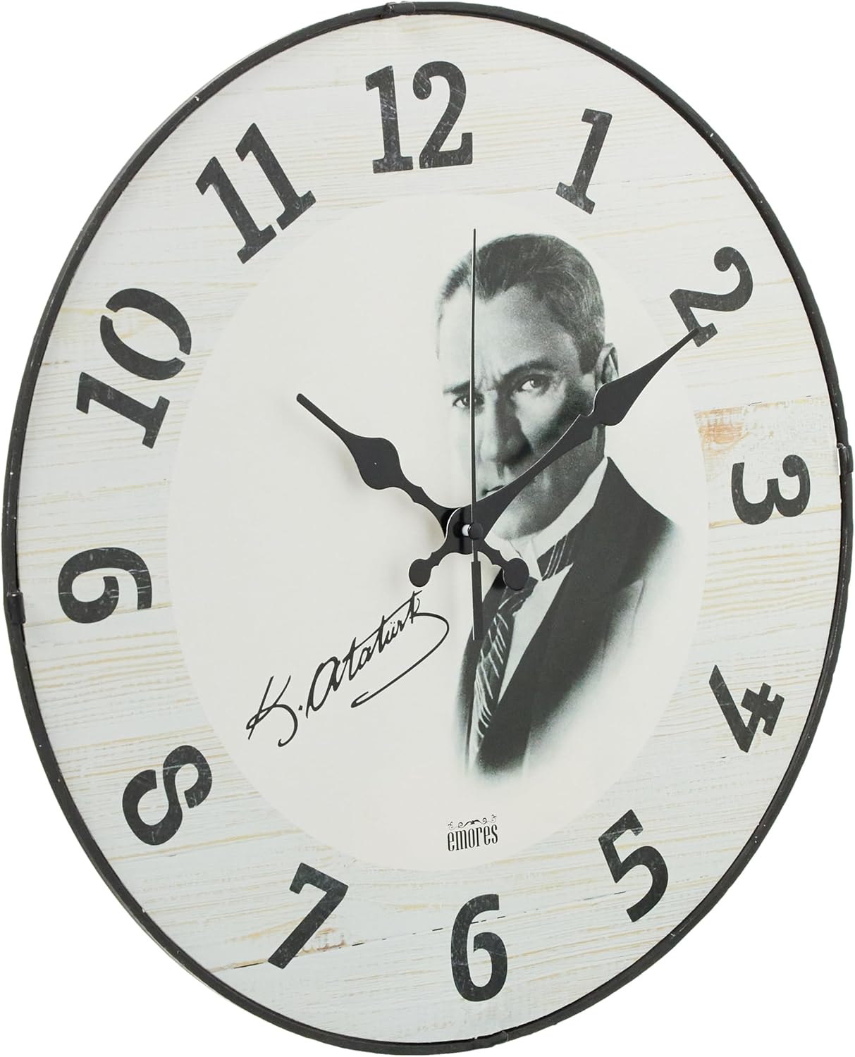 36 Cm Gerçek Cam Akar Saniye Sessiz Mekanizma Dekoratif Atatürk Duvar Saati