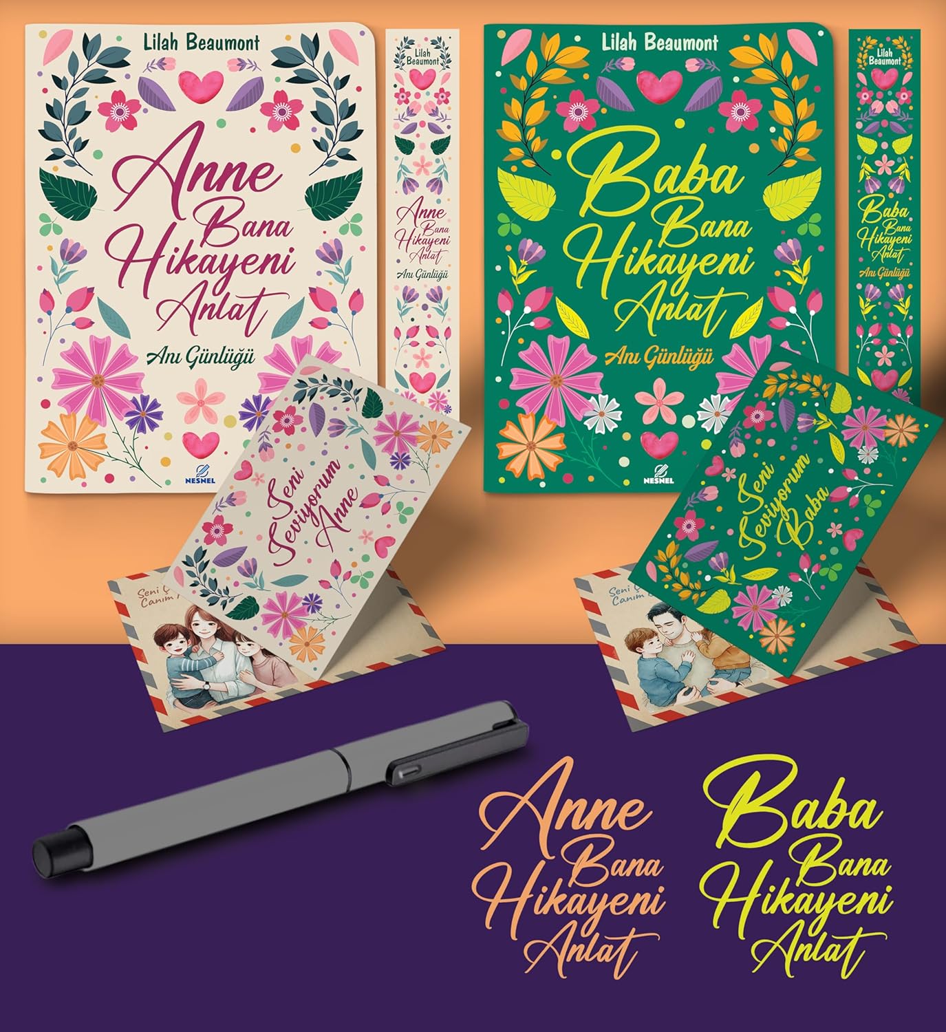 Anne ve Baba Bana Hikayeni Anlat Ayraç Kartpostal Kalem - Gri