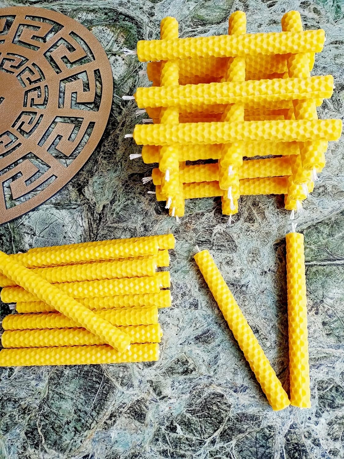 (24 Adet) 14Cm El Yapımı Dilek Mumu Doğal Petek mum Beeswax Candle Bal Mumu Mum