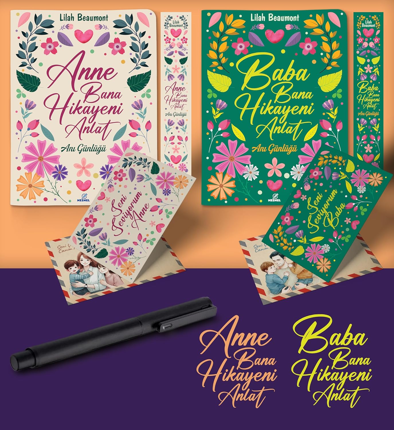 Anne ve Baba Bana Hikayeni Anlat Ayraç Kartpostal Kalem - Siyah