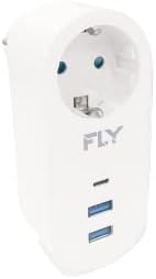 Fly FLY 3400 Termal Akım Korumalı, Çocuk Korumalı, 2 x USB Type-C, 1 X USB Type-C, Tekli Priz, Beyaz