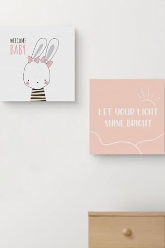 Bebek Odasına Özel Minimal Tavşan Tasarımlı Kanvas 25 X 25 Cm Ölçüsündedir