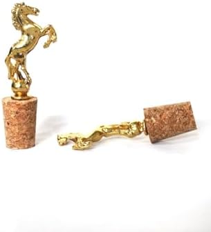 Altın Şahlanan At Figürlü 2 Adet Mantar Tıpa - Şarap Yağdanlık Şişe