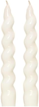Yılbaşı 2'li Twirl Glow Beyaz Şamdan Mum Seti (18 cm)