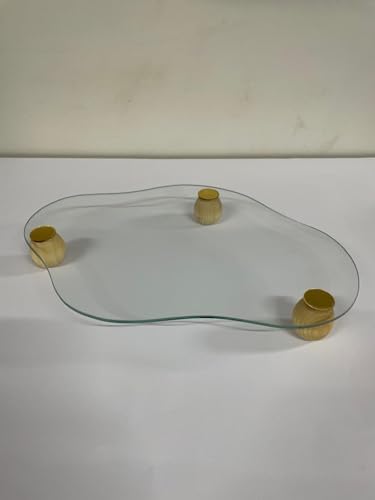 Ahşap Ayaklı Cam Sunum Tepsi 25x32 Şık Tasarım