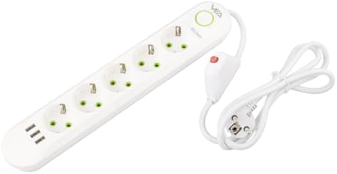 Akım Korumalı, 5'li Çoklu, 3 Usb, 1.5 Mt Kablo, Anahtarlı Grup Priz, Usbli, Dayanıklı, 3000 Watt Gücünde