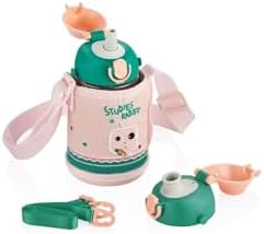 480ml Kılıflı 2 Ayrı Kapaklı Pipetli/pipetsiz Tritan Çocuk Su Matarası