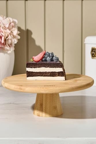 Bambu Yuvarlak Pasta Ve Börek Sunumluk Standı -24 x 9,5 Cm Doğal Ve Şık Servis Tablası