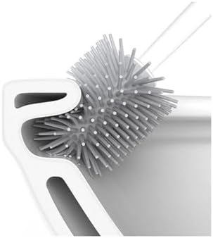 Silikon Wc Tuvalet Banyo Fırçası Klozet Fırçası Oval Gri