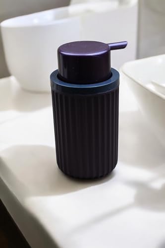 3 Parça Sert Plastik Banyo Seti/Sıvı Sabunluk, Diş Fırçalık ve Katı Sabunluk-Mürdüm