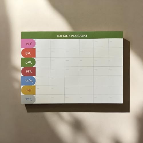 Tarihsiz A4 Haftalık Masa Planlayıcı – 80 Yaprak | Minimal Tasarım | Ofis & Ev İçin Haftalık Takip Bloku