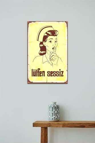 Lütfen Sessiz Hemşire Retro Drtr0092 Ahşap Mdf Tablo