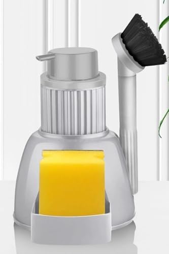 Akrilik Mutfak Seti Sıvı Sabunluk Ve Fırça Gri 3358