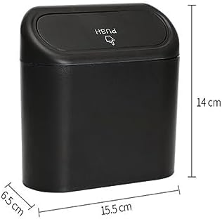 Oto Çöp Kutusu Siyah Portatif Araç İçi Taşınabilir Kapaklı Organizer Aksesuar Araba Çöp Konanası Taşınabilir Araç Çöp Kutusu, Enan, Mutfak, Oturma Odası, İç Mekan, Çöp Parası için Kullanılabilir,