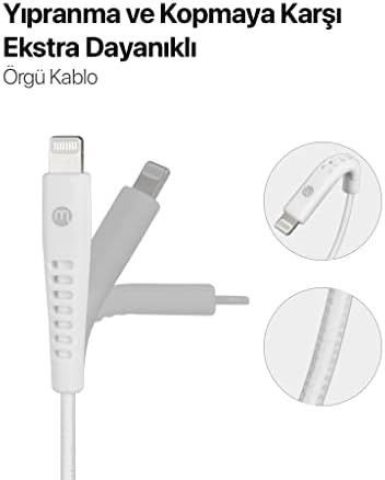 USB-C - Lightning 3A Şarj Kablosu 300cm-Beyaz