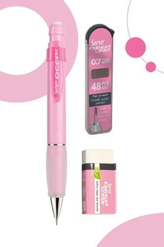 Deep Versatil Kalem, Silgi ve Kalem Ucu 0,7mm 3'lü Set - Şeker Pembe