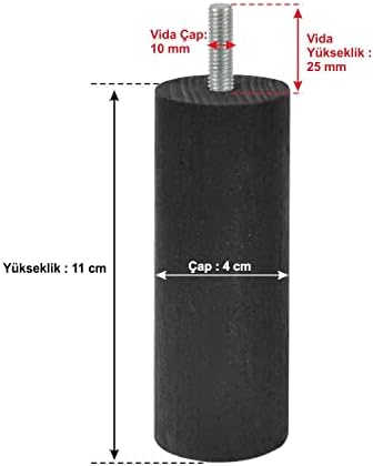 Ahşap Mobilya Koltuk Kanepe Ayağı Vida Çapı 10 mm Siyah