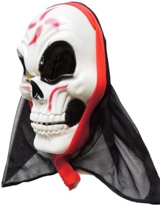 Halloween Maske İskelet Tüllü Kırmızı Beyaz
