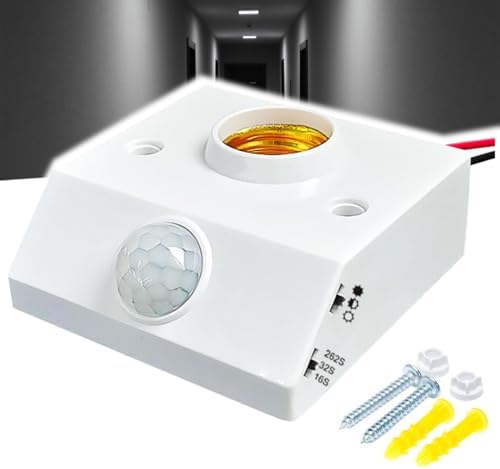 E27 Ampul Uyumlu Hareket Sensörü, Koridor Bodrumu İçin Ayarlanabilir Harici Montajlı Enerji Tasarruflu, İnsan Vücudu Sensörü