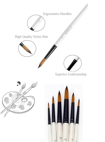 6'LI Liner Resim Sanat Fırça Seti Akrilik Guaj Yağlı