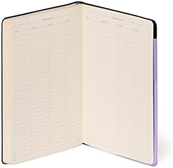 - Not Defteri, Kareli, Medium, 192 Sayfa, Yumuşak PU Cilt, FSC® Sertifikalı Kağıt, Fildişi Kağıt, 90 g/m², Aylık Planlayıcı, Adres Defteri, Yer İşareti, 13 x 21 cm, Renk Lavanta