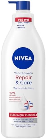 Yoğun Nemlendirici Repair & Care Vücut Losyonu 400ml, 72 Saat Nemlendirime, Kaşıntılı ve Hassas Ciltlere Özel, Onarıcı, Gliserin,Pro Vitamin B5,Niasinamid,Kuru Ciltler