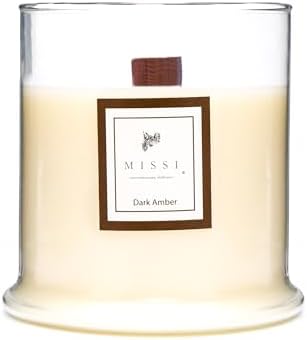 Büyük Üfleme Cam Ahşap Fitilli Dark Vegan Mum(380 gr)