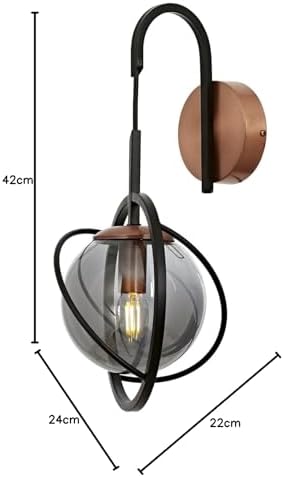 AP-60291-1BSY Siyah Boyalı Aplik E14 Metal Cam 22x24cm