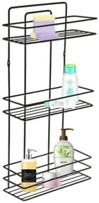 Banyo Aksesuar Seti 4 Lü Siyah, Ömür Boyu Paslanmaz Düz Duş Rafı Şampuanlık Siyah Tş-03