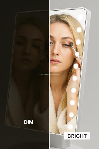 Led Işıklı Makyaj Aynası Dokunmatik 3 Işık Modlu Ayarlanabilir Oynar Başlıklı Masa Üstü Ayna Beyaz Işık Gün Işığı Sıcak Işık