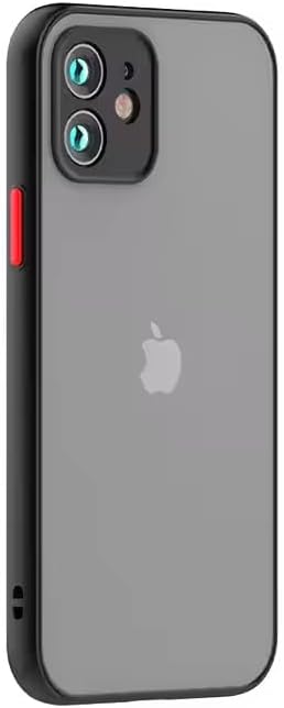 11 ile Uyumlu Arka Kısmı Mat Şeffaf Yapıya Sahip Kenarları Silikon Tpu Malzemeden Üretilmiş Renkli Tuşlara Sahip Kamera Korumalı Transparan Kılıf (Siyah)