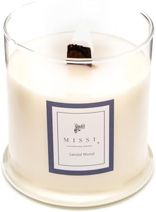 Büyük Üfleme Cam Ahşap Fitilli Sandal Vegan Mum (380 gr)