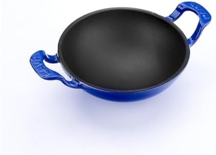Döküm Mini Wok Yekpare Kulplu Çap 16cm Mavi