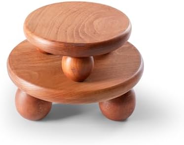 Halohope 2'li Set El Yapımı Ahşap Top Ayaklı Sunum Standı Tabağı Tahtası Kaliteli Dekoratif Sunumluk