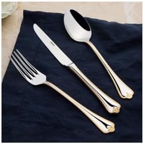 Nehir Fulya Altın Sade 12 Kişilik 60 Parça Çatal Kaşık Takımı