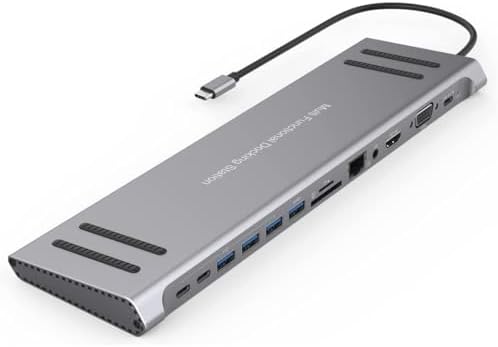 14in1 Type-C to İstasyonu 14'ü 1 arada HDMI VGA PD(3.0), 4 * USB, 2 * USB C, 10 / 100M Gigabit 14 in 1 Uyumlu Adaptör 9199A