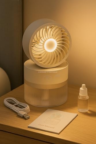 Su Hazneli, Soğuk Buhar Üfleyen Masaüstü Vantilatör, Sessiz Mini Klima Fanı, 3 Kademeli Hız Ayarlı, LED Işıklı, Serinletici Hava Nemlendirici, Kompakt ve Taşınabilir Tasarım