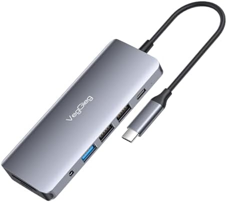 Type-C to HDMI VGA Ethernet AUX 1*USB 3.0 2*USB PD100W TF SD Kart Okuyucu Çoklayıcı Dönüştürücü