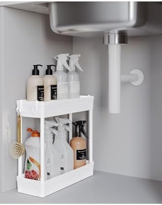 Rafata Çok Amaçlı 2 Katlı Evye Altı Düzenleyicisi Askılı Banyo Düzenleyici Dolap İçi Organizer Raf