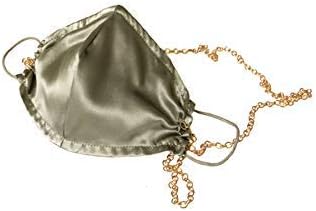 of Silk %100 İpek Fıstık Yeşili Ağız Maskesi Zincir Detaylı